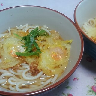 玉ねぎと海老のかき揚げうどん☆